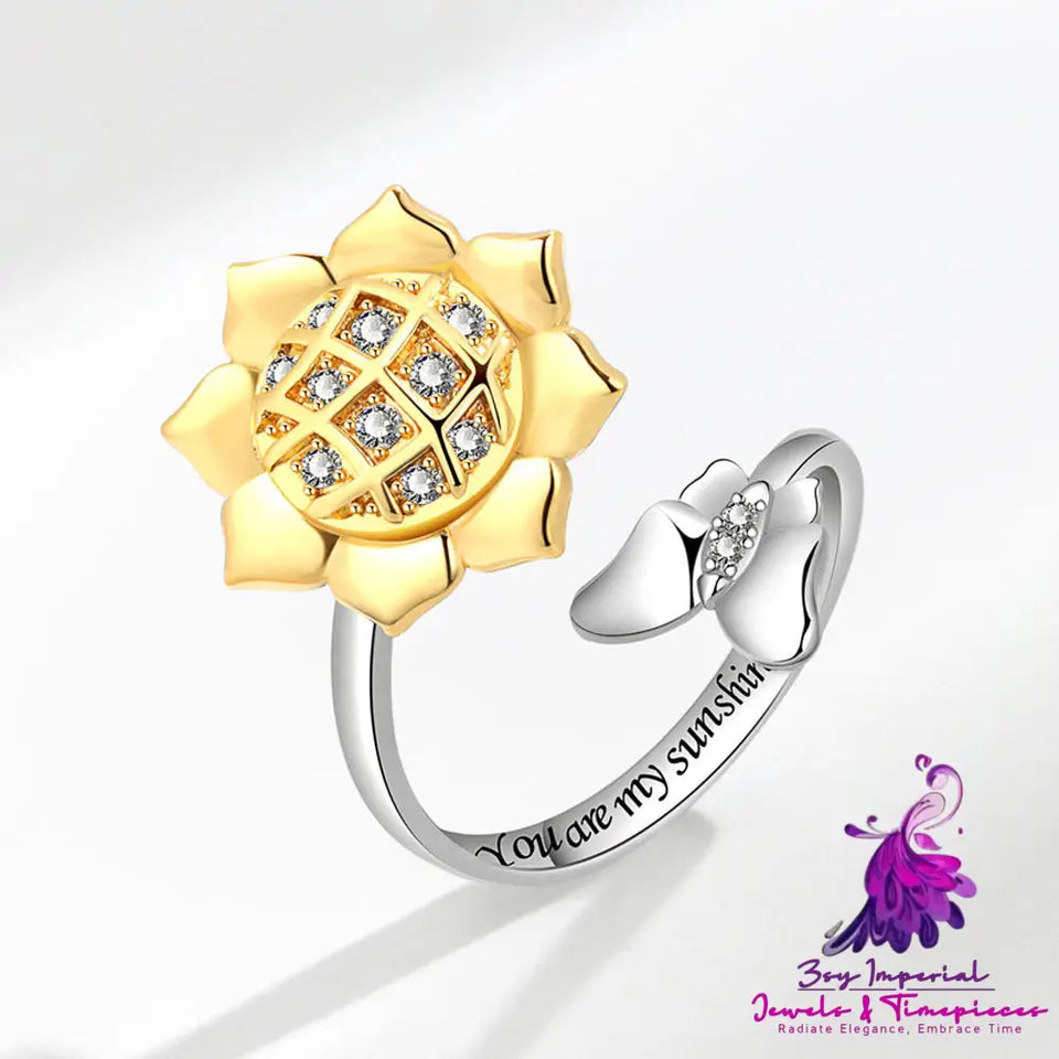 Adjustable Sunflower Rotating Ring