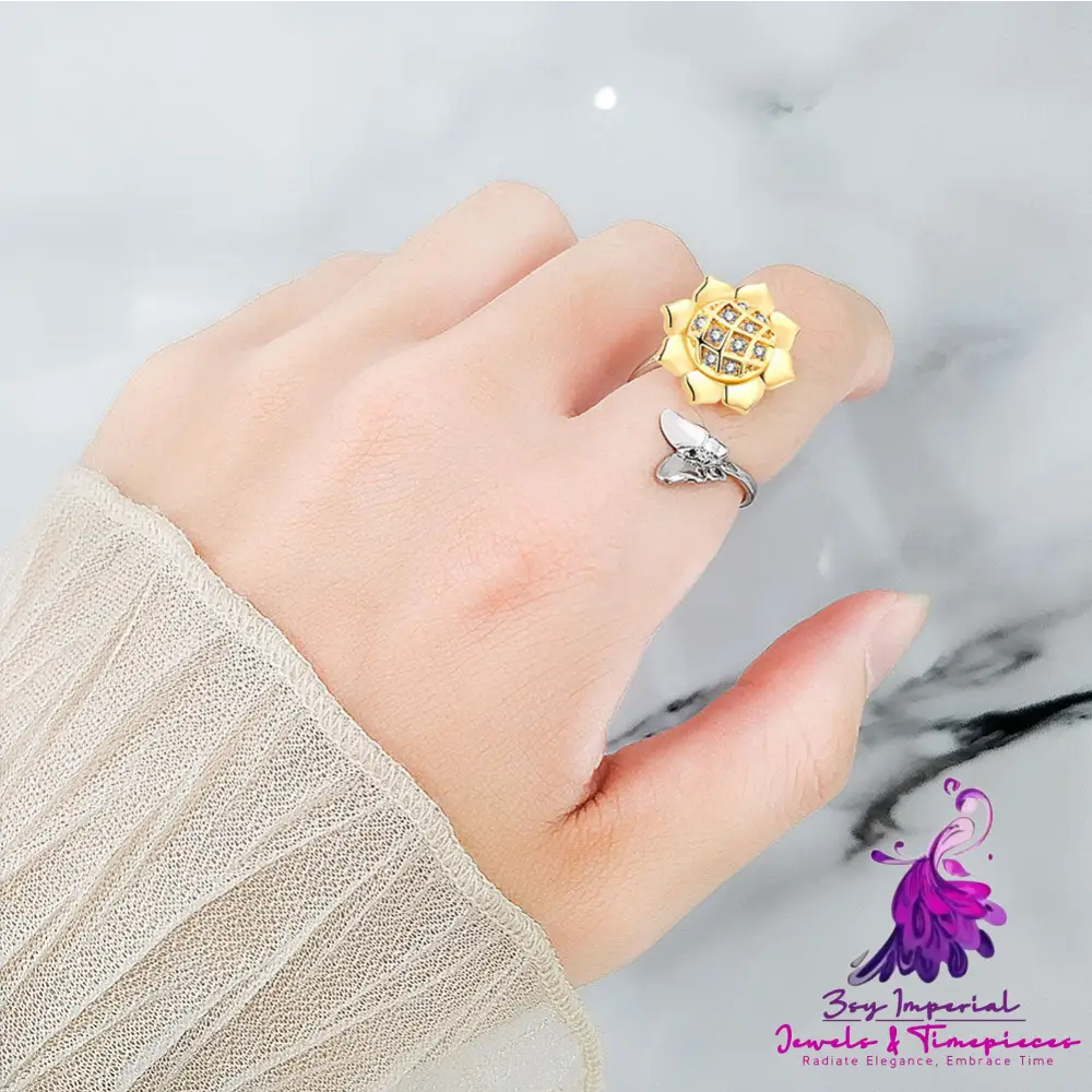 Adjustable Sunflower Rotating Ring