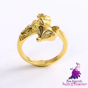 Adjustable Gold Fox Ring