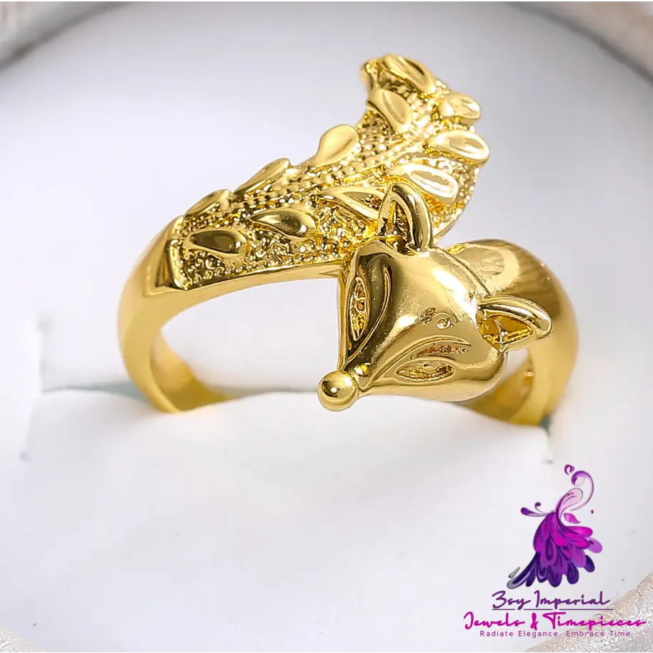 Adjustable Gold Fox Ring