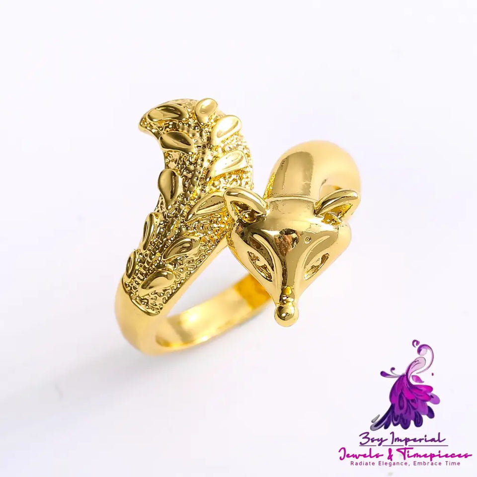 Adjustable Gold Fox Ring