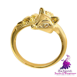 Adjustable Gold Fox Ring