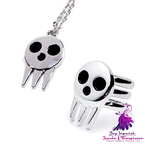 Dark Adjustable Skull Ring Necklace