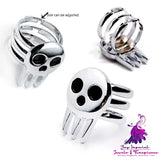 Dark Adjustable Skull Ring Necklace