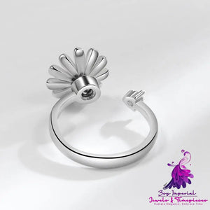 Fashion Adjustable Sunflower Rotating Ring