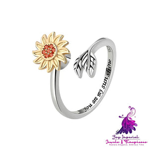 Fashion Adjustable Sunflower Rotating Ring