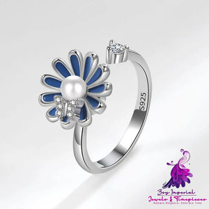 Fashion Adjustable Sunflower Rotating Ring