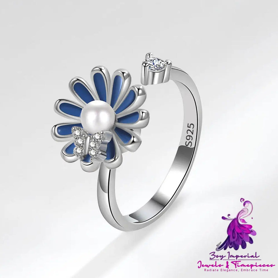 Fashion Adjustable Sunflower Rotating Ring