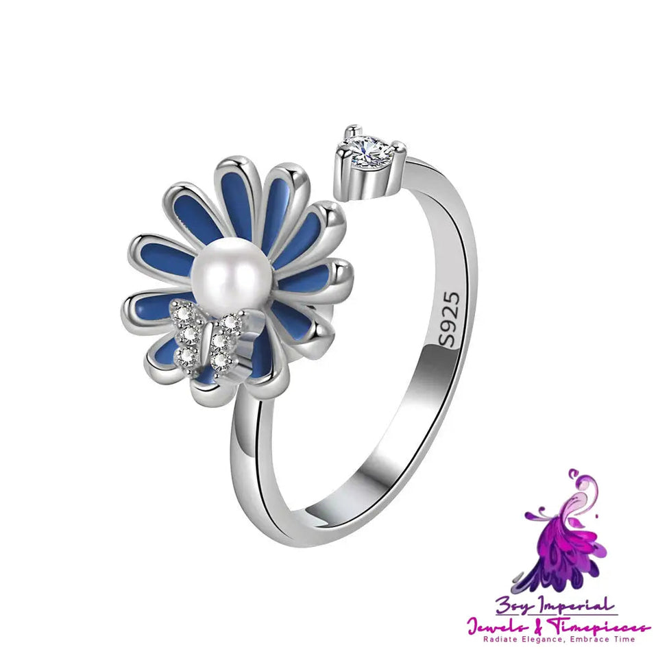 Fashion Adjustable Sunflower Rotating Ring