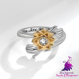 Fashion Adjustable Sunflower Rotating Ring