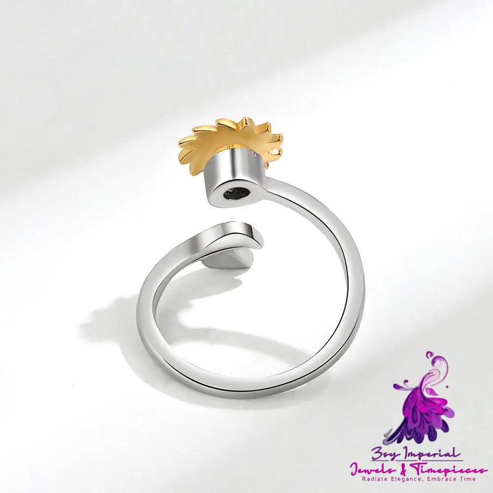 Fashion Adjustable Sunflower Rotating Ring