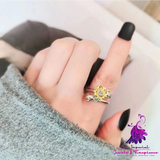 Fashion Adjustable Sunflower Rotating Ring