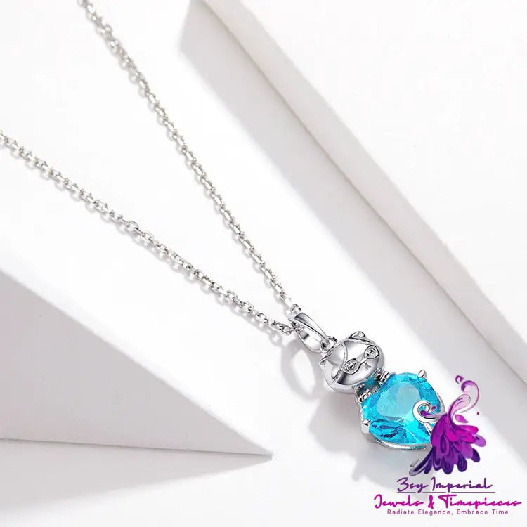 Adorable Cat Blue Necklace