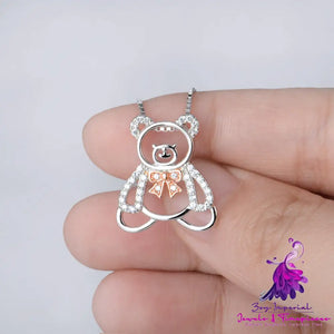 Hollow Out Bear Sterling Silver Necklace