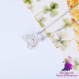 Hollow Out Bear Sterling Silver Necklace