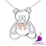 Hollow Out Bear Sterling Silver Necklace