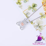 Hollow Out Bear Sterling Silver Necklace