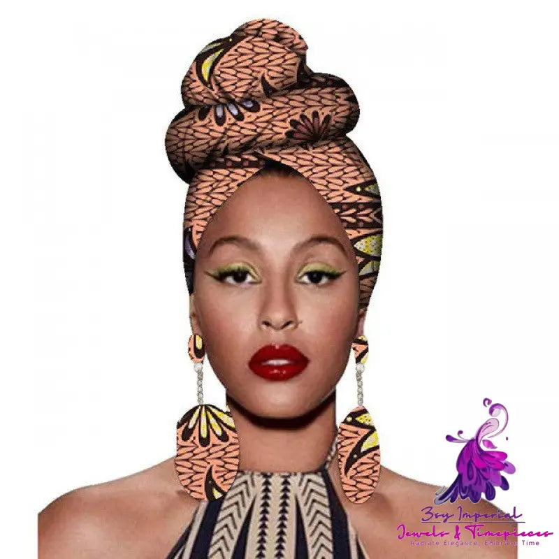 African Headscarves and Earrings Set