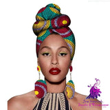 African Headscarves and Earrings Set