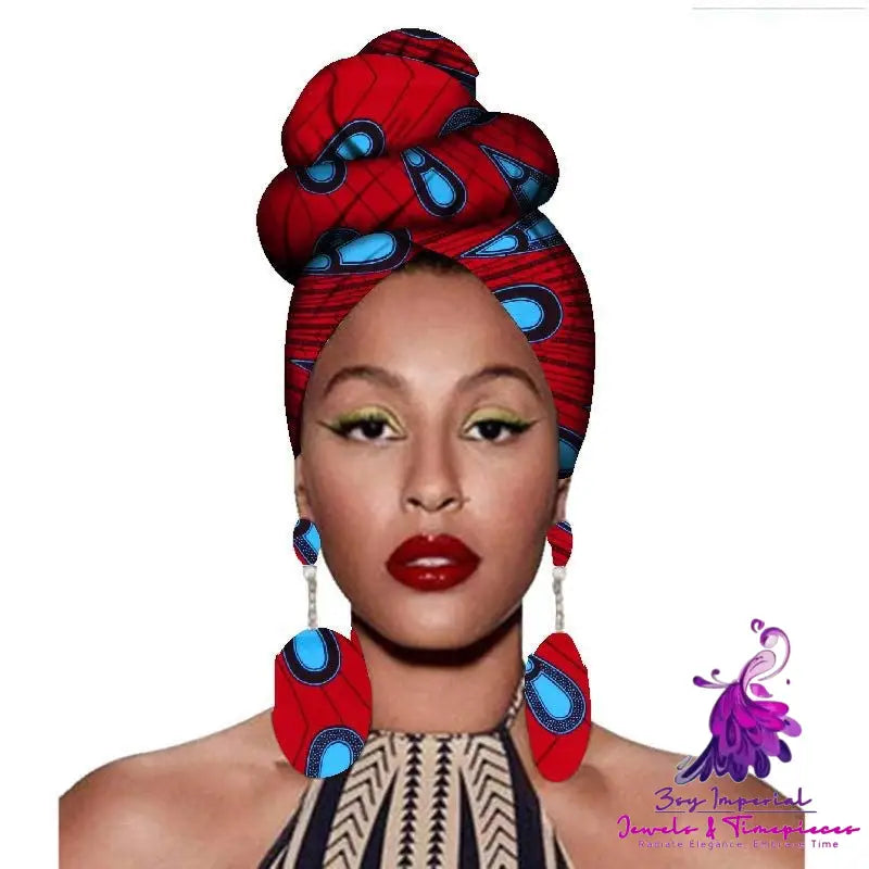 African Headscarves and Earrings Set