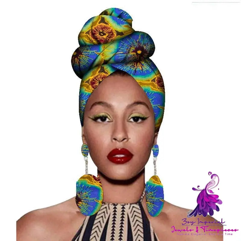 African Headscarves and Earrings Set