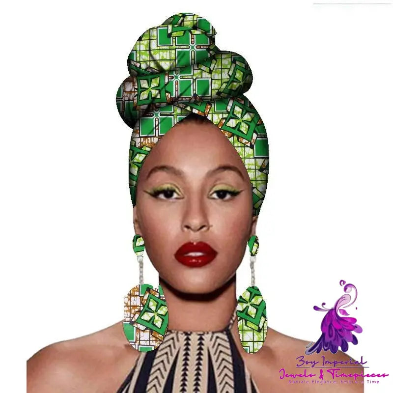 African Headscarves and Earrings Set