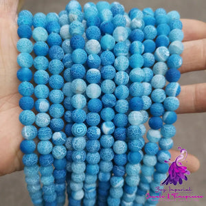 Frosted Colored Cracked Agate Beads