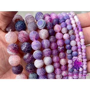 Frosted Colored Cracked Agate Beads