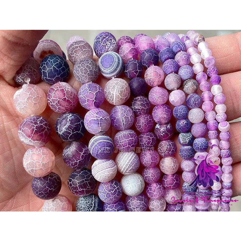 Frosted Colored Cracked Agate Beads