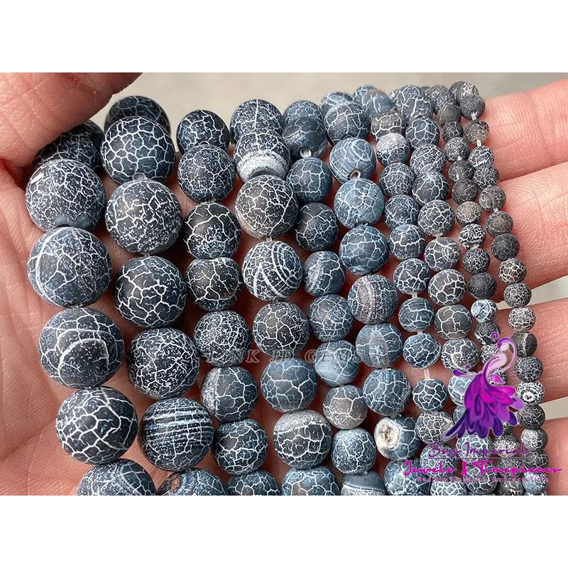 Frosted Colored Cracked Agate Beads