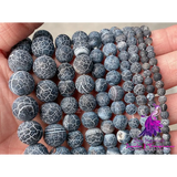 Frosted Colored Cracked Agate Beads