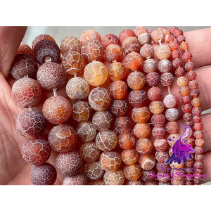 Frosted Colored Cracked Agate Beads