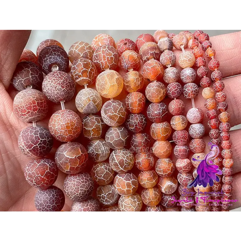 Frosted Colored Cracked Agate Beads