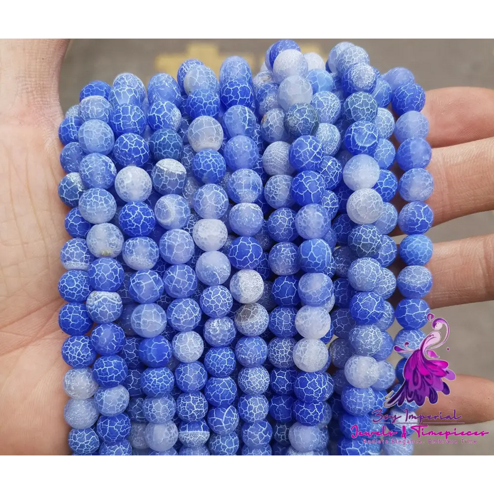 Frosted Colored Cracked Agate Beads