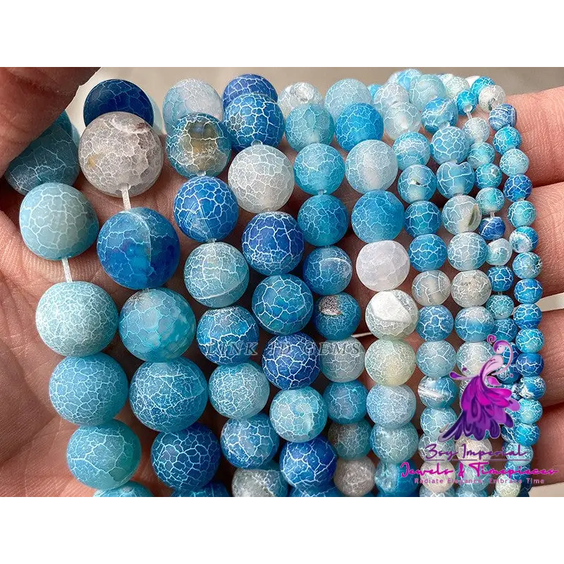 Frosted Colored Cracked Agate Beads