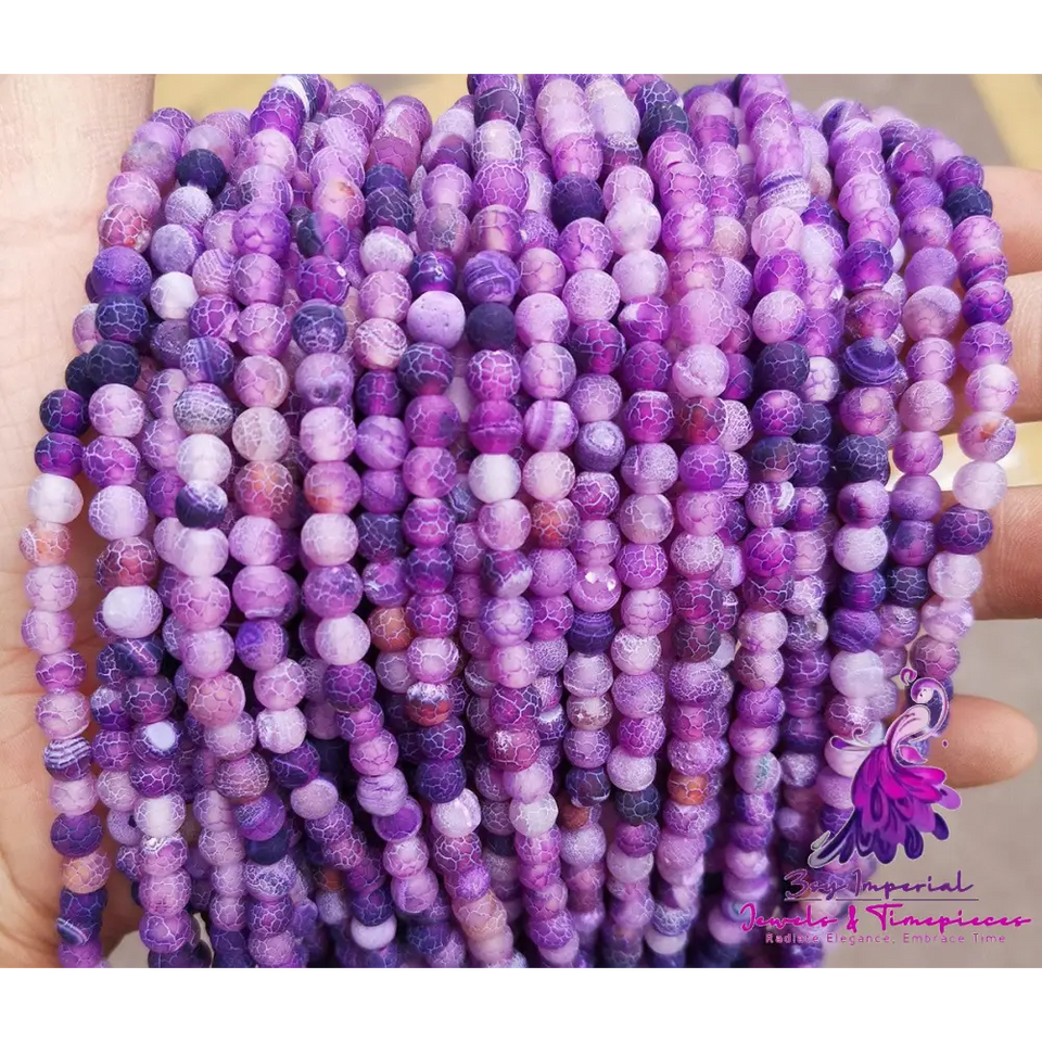 Frosted Colored Cracked Agate Beads