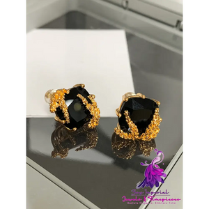 Light Luxury Black Gem Agate Earrings