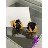 Light Luxury Black Gem Agate Earrings