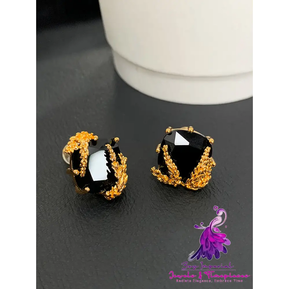 Light Luxury Black Gem Agate Earrings