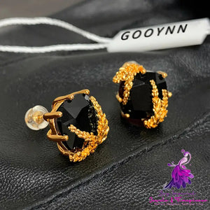 Light Luxury Black Gem Agate Earrings