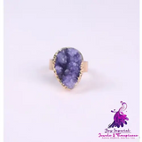 Agate Crystal Bud Rose Vintage Ring