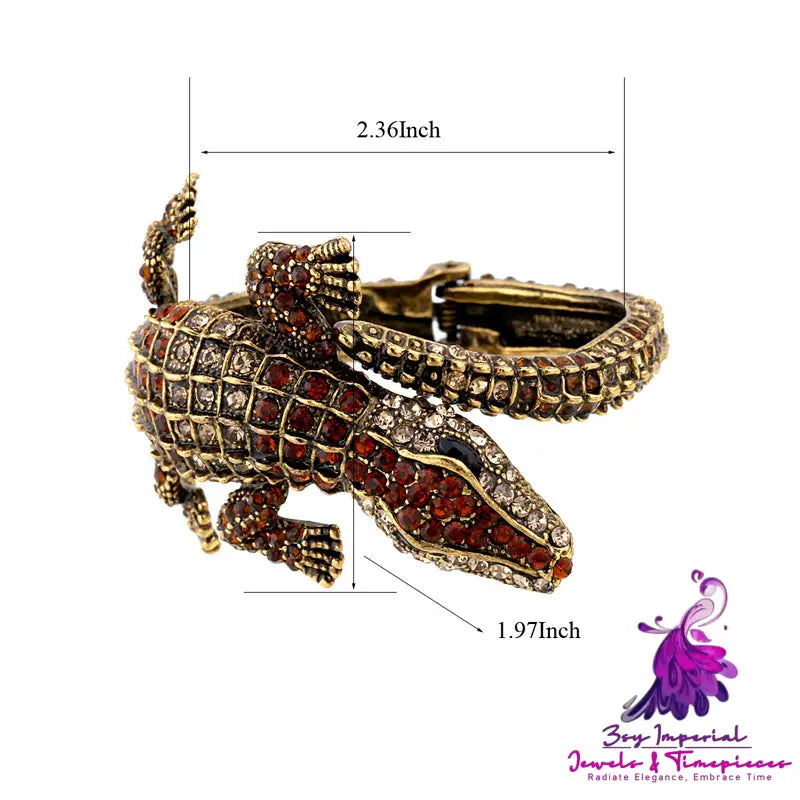 Exaggerated Alligator Diamond Cuff Bracelet