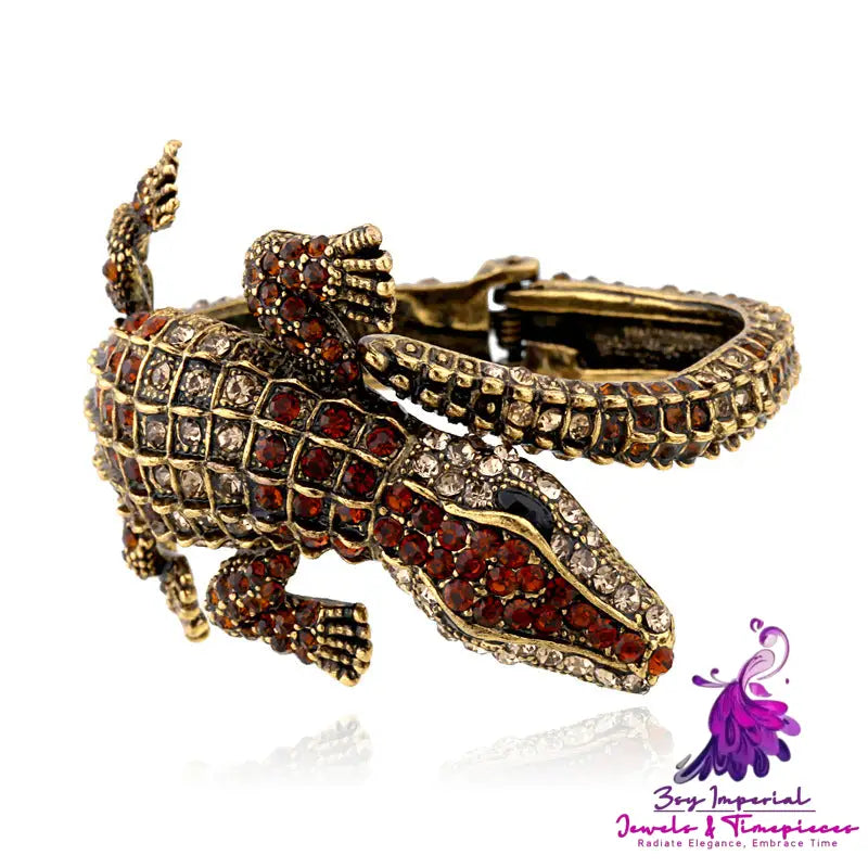 Exaggerated Alligator Diamond Cuff Bracelet