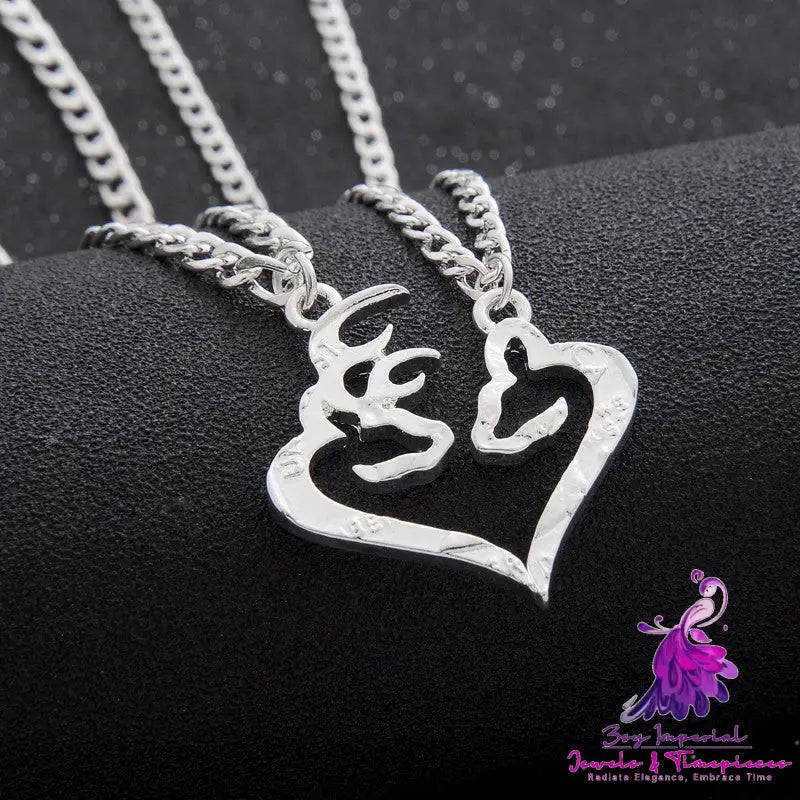 Love Alloy Elk Couple’s Pendant Animal Necklace