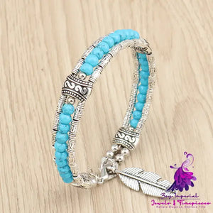 Alloy Turquoise Feather Bracelet