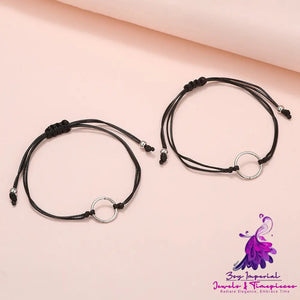 Alloy Big And Small Circles Ring Woven Bracelet