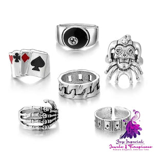 Retro Clown Claw Drip Ring Set