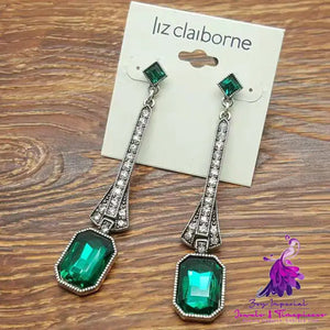 Luxury Alloy Square Gemstone Earrings