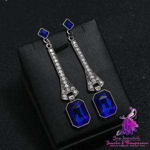 Luxury Alloy Square Gemstone Earrings