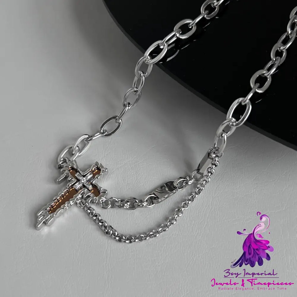 Mirror Cross Alloy Necklace